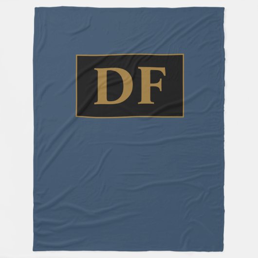 Blauw met gouden Initialen ventilator Fleece Deken (Voorkant)