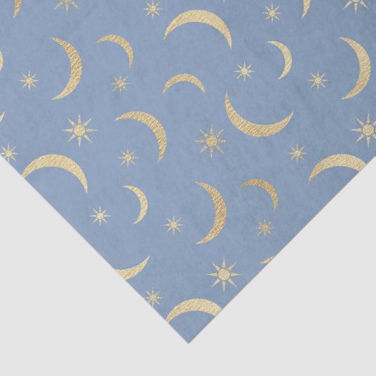 Blauw met gouden manen en zonnen tissuepapier (Detail)