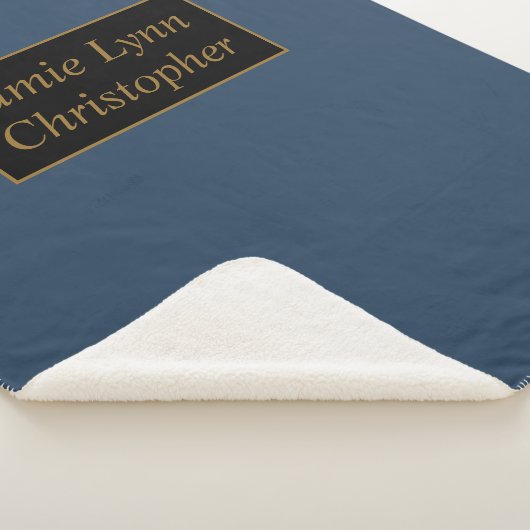 Blauw met gouden paren sherpa deken (3/4)