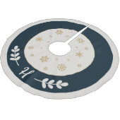 Blauw met gouden sneeuwvlokken en monogram kerstboom rok (Gekanteld)