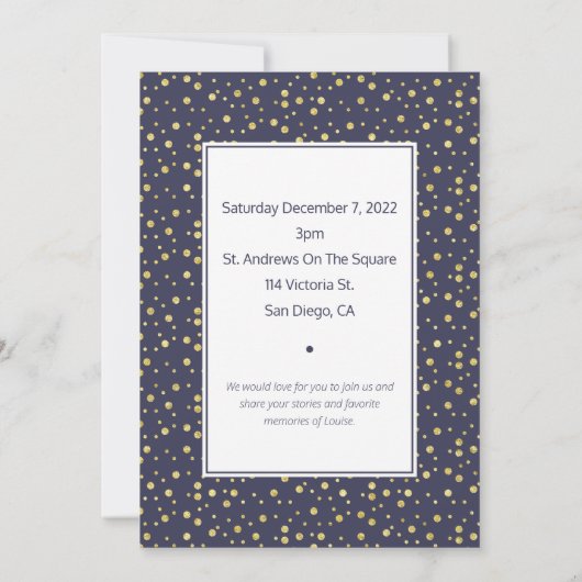 Blauw Met Gouden Stippen Viering van het Levensmon Kaart (Achterkant)