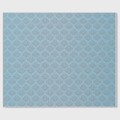 Blauw met grijs Damaspatroon Cadeaupapier (Vlak)