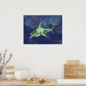 Blauw met haaienonderdruk poster (Keuken)