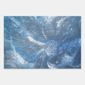 blauw met ingegraven Floral Motif Pattern Glitter Inpakpapier Vel (Voorkant 2)