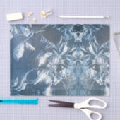  blauw met ingegraven Floral Motif Pattern Glitter Tissuepapier (Craft)