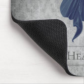 Blauw met juwelen versierde vlinderdamast muismat (Hoek)