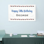 Blauw met Kaart Suits Casino Thema Birthday Spandoek (Beurs)