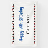 Blauw met Kaart Suits Casino Thema Birthday Spandoek (Verticaal)