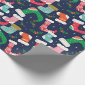 Blauw met kerstkaarsen cadeaupapier (Hoek)