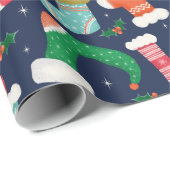 Blauw met kerstkaarsen cadeaupapier (Rol Hoek)