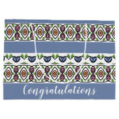 Blauw met kleurrijk patroon groot cadeauzakje (Achterkant)