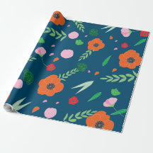 Blauw met levendig kleuren Bloemmotief