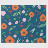 Blauw met levendig kleurventilatorpatroon cadeaupapier (Vlak)