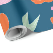 Blauw met levendig kleurventilatorpatroon cadeaupapier (Rol Hoek)