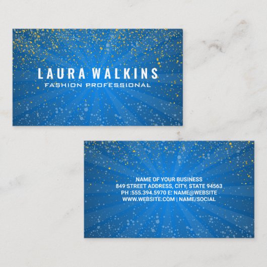 Blauw met licht gegoten | Goud Visitekaartje (Voorkant / Achterkant)