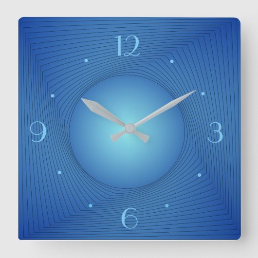 Blauw met lichtcirkelcentrum> Keukenklokken Vierkante Klok (Voorkant)