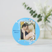 Blauw met Lijst Couple Diamonds Rehearsal Dinner Kaart (Staand voorkant)