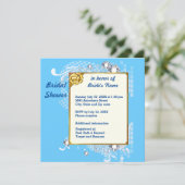 Blauw met Lijst Diamonds Bridal Shower Kaart (Staand voorkant)