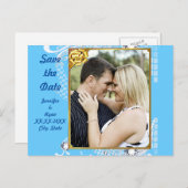 Blauw met Lijst Diamonds Sla het Briefkaart Datum (Voorkant / Achterkant)