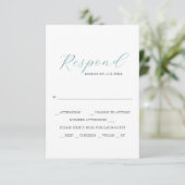 Blauw met Maaltijd Keuze Monogram RSVP Kaarten (Staand voorkant)