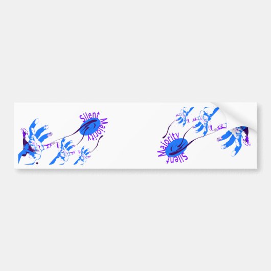 blauw met meerderheid bumpersticker (Voorkant)