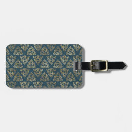 BLAUW MET MOOIE GOUDEN CELTISCHE KNOPEN BAGAGELABEL