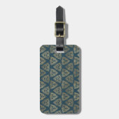 BLAUW MET MOOIE GOUDEN CELTISCHE KNOPEN BAGAGELABEL (Voorkant verticaal)