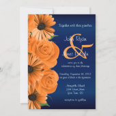 Blauw met Oranje Roos en feestdagen Kaart (Voorkant)