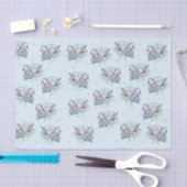 Blauw met paarse bloemen en gouden stippen tissuepapier (Craft)