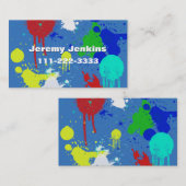Blauw met Paint Splashes Visitekaartje (Voorkant / Achterkant)