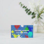 Blauw met Paint Splashes Visitekaartje (Staand voorkant)