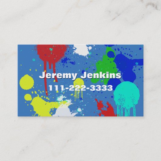 Blauw met Paint Splashes Visitekaartje (Voorkant)