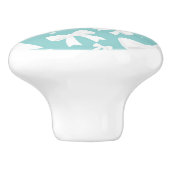 Blauw met parels en witte bogen Coquette Keramische Knop (Zijkant)