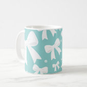 Blauw met parels en witte bogen Coquette Koffiemok (Voorkant links)