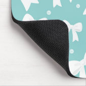 Blauw met parels en witte bogen Coquette Muismat (Hoek)