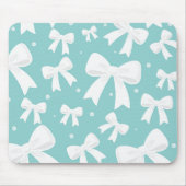 Blauw met parels en witte bogen Coquette Muismat (Voorkant)