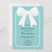 Blauw Met Parels Witte Bogen Coquette Vrijgezellen Kaart (Voorkant)