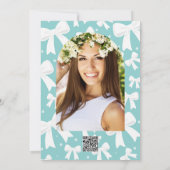 Blauw Met Parels Witte Bogen Coquette Vrijgezellen Kaart (Achterkant)