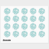 Blauw Met Parels Witte Strikken Coquette Bruidsdou Ronde Sticker (Vel)