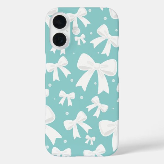 Blauw Met Parels & Witte Strikken Coquette Case-Mate iPhone Case (Achterkant)