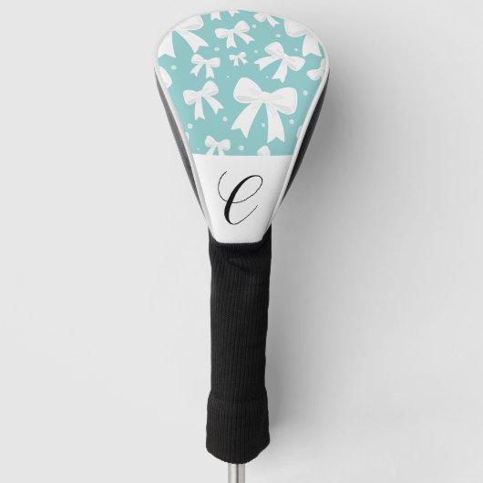 Blauw Met Parels & Witte Strikken Coquette Golfheadcover (Voorkant)