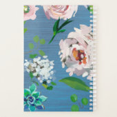  blauw met pastelbloemen Monogram Planner (Achterkant)
