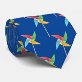 Blauw met pinwielpatroon stropdas (Opgerold)