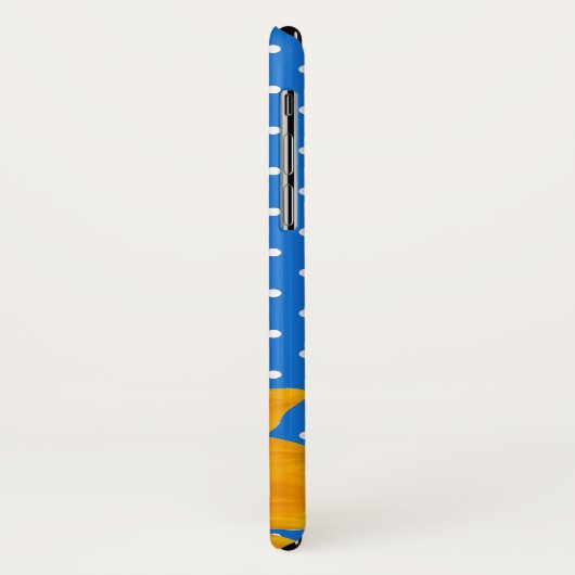 Blauw met pokadots en zonnebloem iPhone X Hoesje (Achterkant/links)