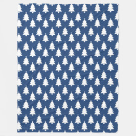 BLAUW MET RIJEN WITTE KERSTBOMEN FLEECE DEKEN