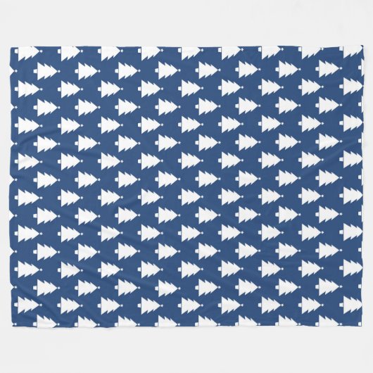 BLAUW MET RIJEN WITTE KERSTBOMEN FLEECE DEKEN (Voorkant (Horizontaal))