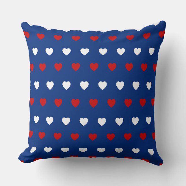 BLAUW MET RODE & WITTE HARTEN KUSSEN (Voorkant)