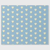 Blauw met roomgeel hart cadeaupapier (Vlak)