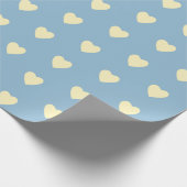 Blauw met roomgeel hart cadeaupapier (Hoek)
