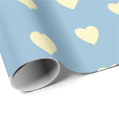 Blauw met roomgeel hart cadeaupapier (Rol Hoek)